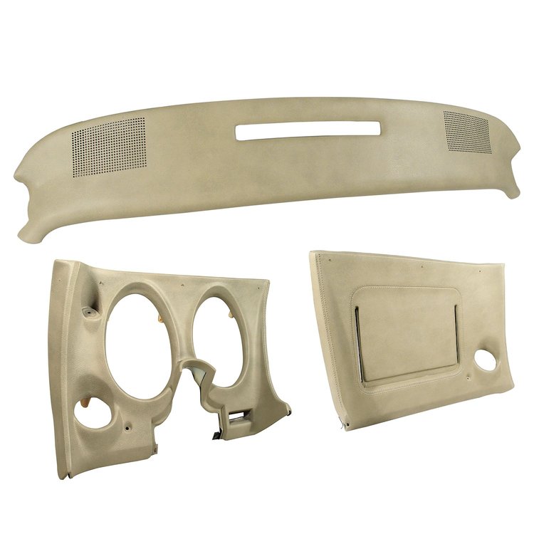 401816ST Upper & Lower Dash Pad Set, 1974-1975 Chevy Corvette, Neutral, w/Lower A/C Vent Cutout
