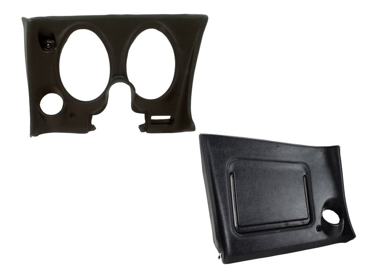 401820PR Lower Dash Pad Pair, 1974-1976 Chevy Corvette, Black, w/Lower AC Vent Cutout