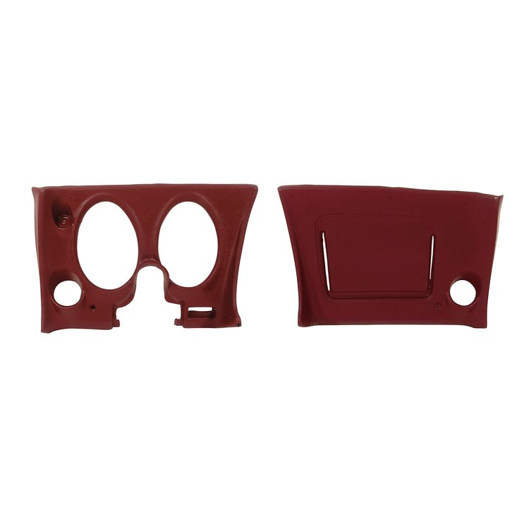 401831PR Lower Dash Pad Pair, 1974-1975 Chevy Corvette, Oxblood, w/Lower AC Vent Cutout
