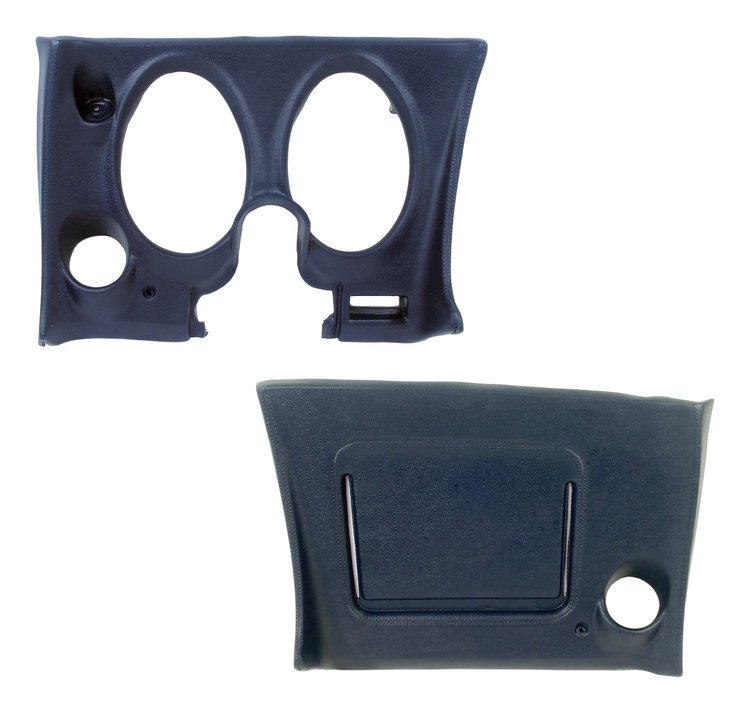 401843PR Lower Dash Pad Pair, 1974-1975 Chevy Corvette, Dark Blue, w/Lower AC Vent Cutout