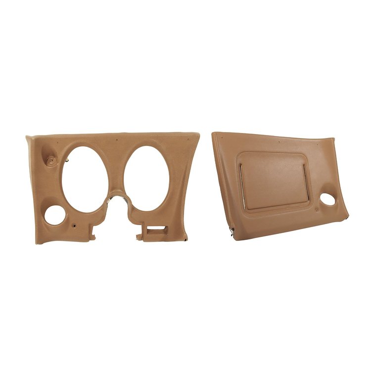 401851PR Lower Dash Pad Pair, 1974-1975 Chevy Corvette, Medium Saddle, w/Lower AC Vent Cutout