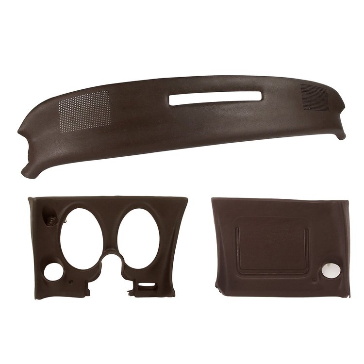 401855ST Upper & Lower Dash Pad Set, 1976-1976 Chevy Corvette, Dark Brown, w/Lower A/C Vent Cutout