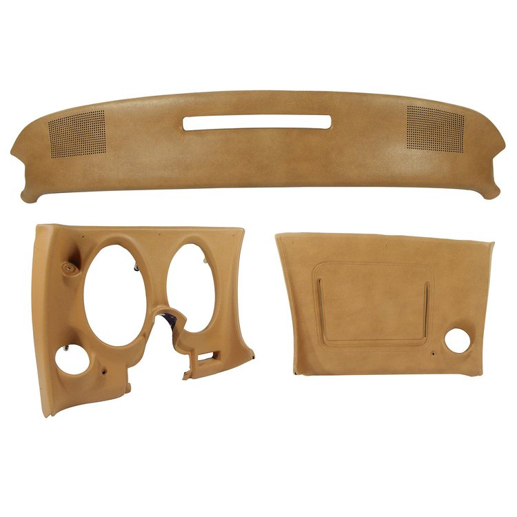 401857ST Upper & Lower Dash Pad Set, 1976-1976 Chevy Corvette, Buckskin, w/Lower A/C Vent Cutout