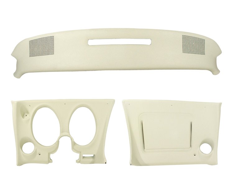401876ST Upper & Lower Dash Pad Set, 1976-1976 Chevy Corvette, White, w/Lower A/C Vent Cutout
