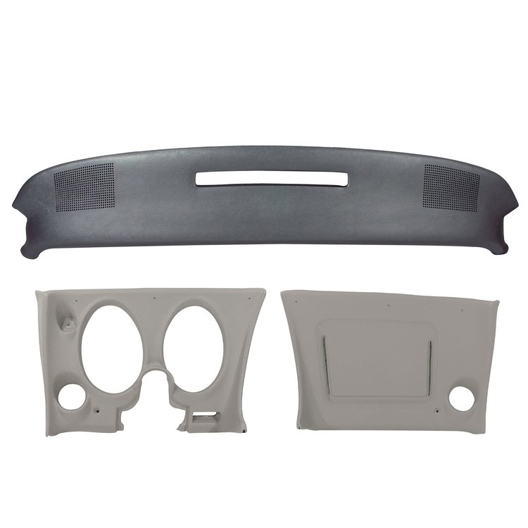 4018A2ST Upper & Lower Dash Pad Set, 1976-1976 Chevy Corvette, Dark Smoke, w/Lower A/C Vent Cutout