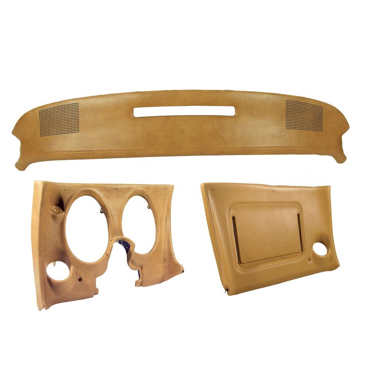 402057ST Upper & Lower Dash Pad Set, 1977-1977 Chevy Corvette, Buckskin, W/O Lower A/C Vent Cutout