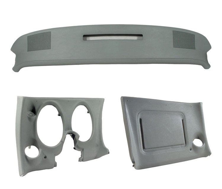 402067ST Upper & Lower Dash Pad Set, 1977-1977 Chevy Corvette, Smoke, W/O Lower A/C Vent Cutout