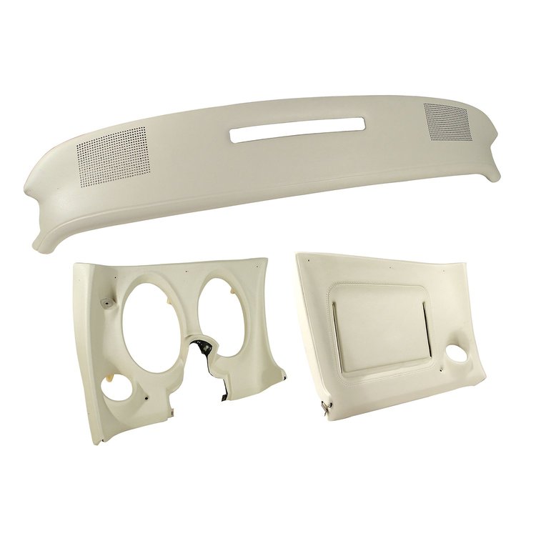 402076ST Upper & Lower Dash Pad Set, 1977-1977 Chevy Corvette, White, W/O Lower A/C Vent Cutout