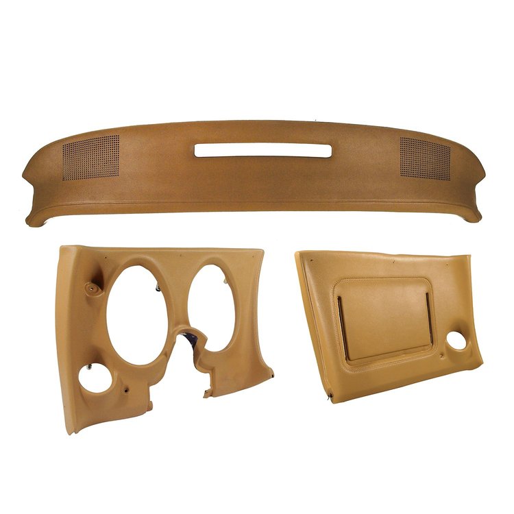4020B2ST Upper & Lower Dash Pad Set, 1977-1977 Chevy Corvette, Dark Buckskin, W/O Lower A/C Vent Cutout