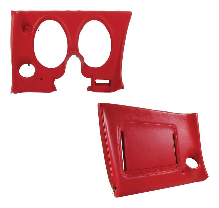 402124PR Lower Dash Pad Pair, 1977-1977 Chevy Corvette, Red, w/Lower AC Vent Cutout