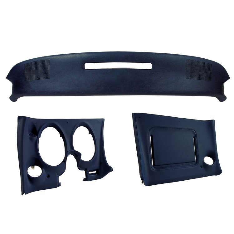 402145ST Upper & Lower Dash Pad Set, 1977-1977 Chevy Corvette, Dark Blue, w/Lower A/C Vent Cutout