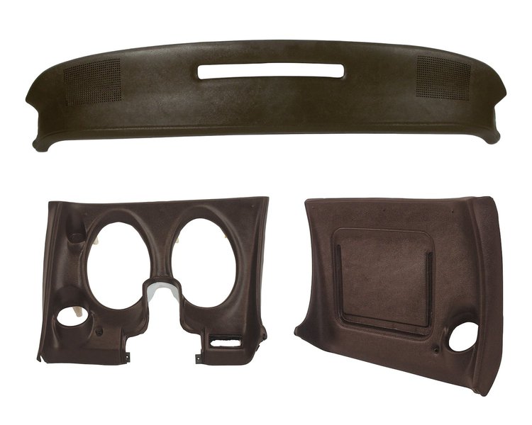 402155ST Upper & Lower Dash Pad Set, 1977-1977 Chevy Corvette, Dark Brown, w/Lower A/C Vent Cutout
