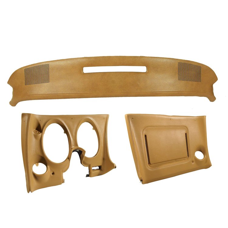 402157ST Upper & Lower Dash Pad Set, 1977-1977 Chevy Corvette, Buckskin, w/Lower A/C Vent Cutout