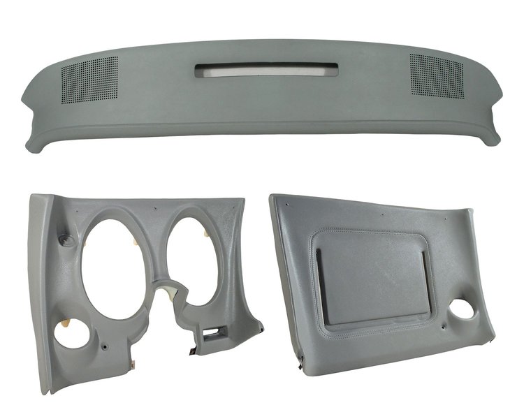 402167ST Upper & Lower Dash Pad Set, 1977-1977 Chevy Corvette, Smoke, w/Lower A/C Vent Cutout