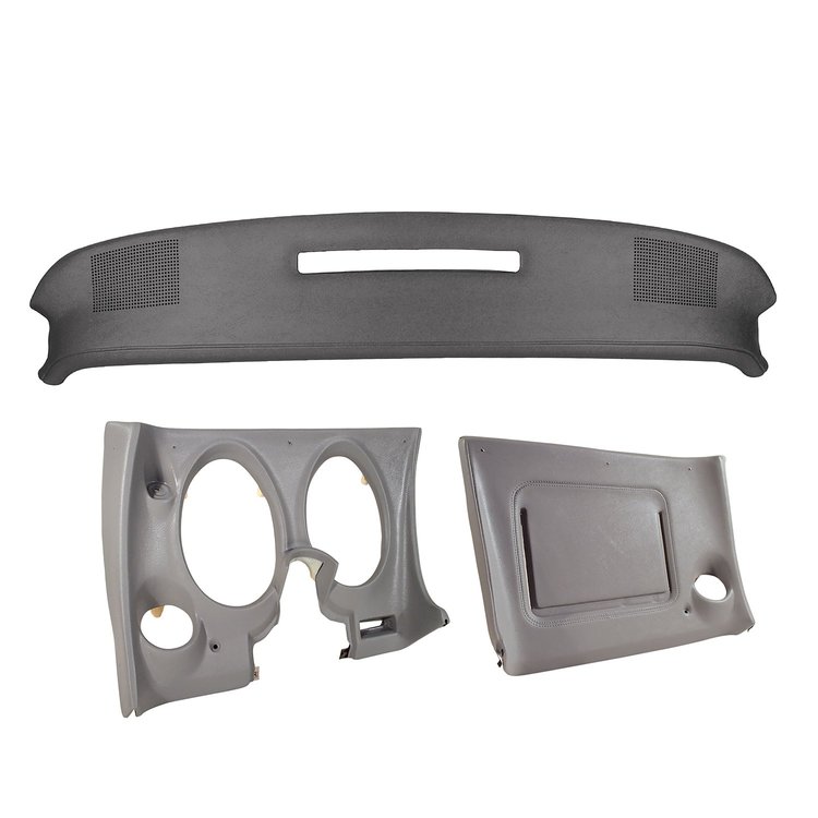 4021A2ST Upper & Lower Dash Pad Set, 1977-1977 Chevy Corvette, Dark Smoke, w/Lower A/C Vent Cutout