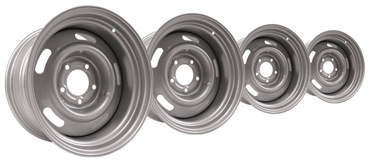 41008 Rally Wheel Set w/Hubcaps & Stainless Steel Trim Rings [Size: 15"x8"] 1969-1982 Chevy Corvette
