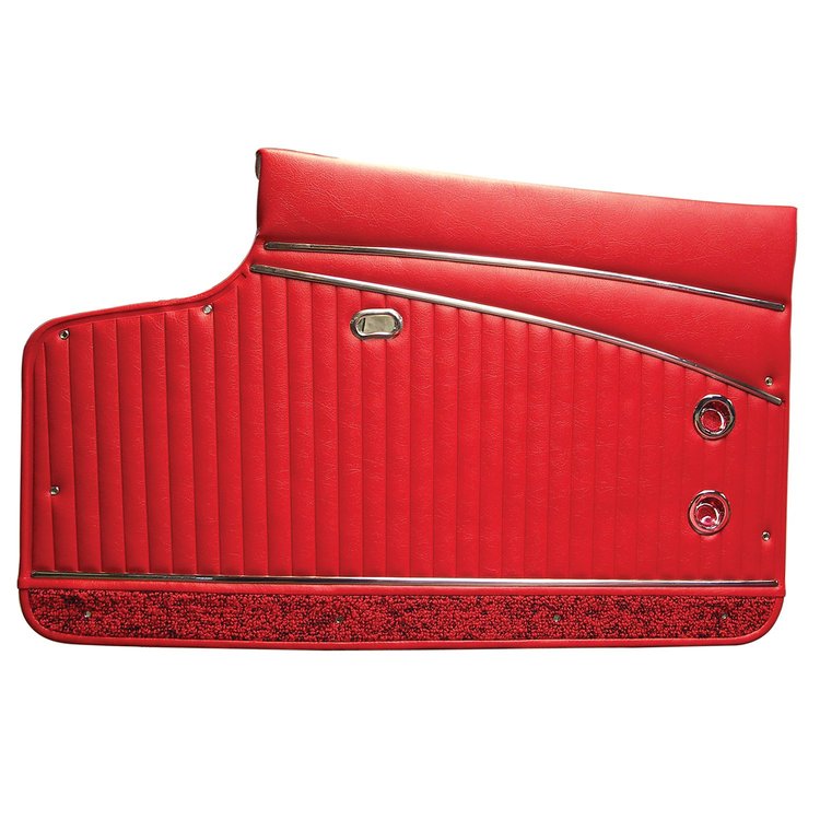 414435 Door Panels, 1962-1962 Chevy Corvette, Red Leather Deluxe