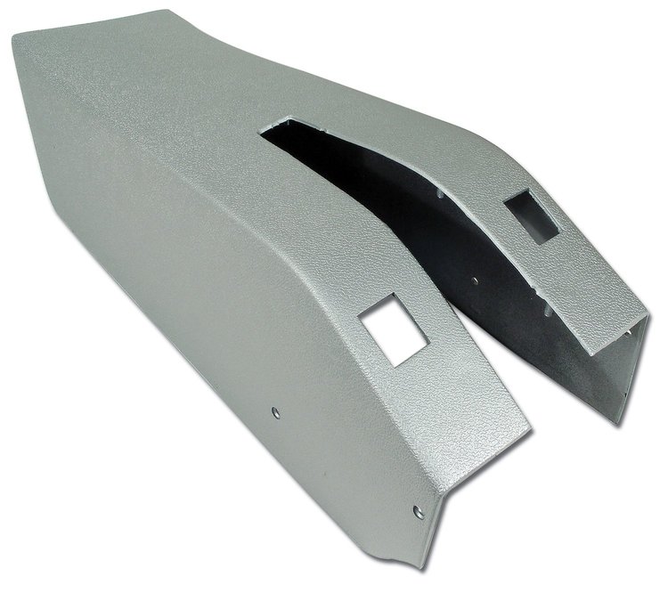 415461 Park Brake Console W/Power Window Switch Cutouts, 1974-1975 Chevy Corvette, Silver