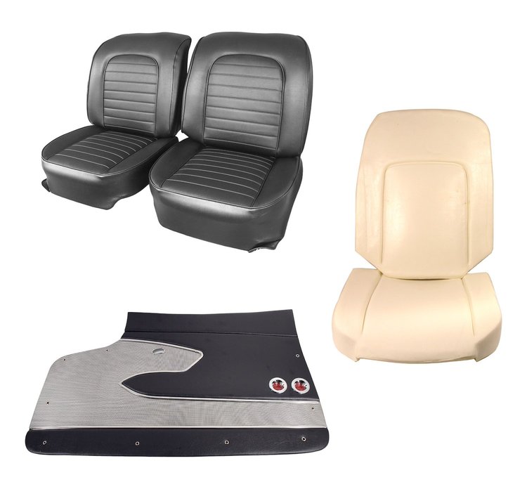 416720K Interior Package, 1959-1959 Chevy Corvette, OE Vinyl Covers, Foam, Deluxe Door Panels, Black