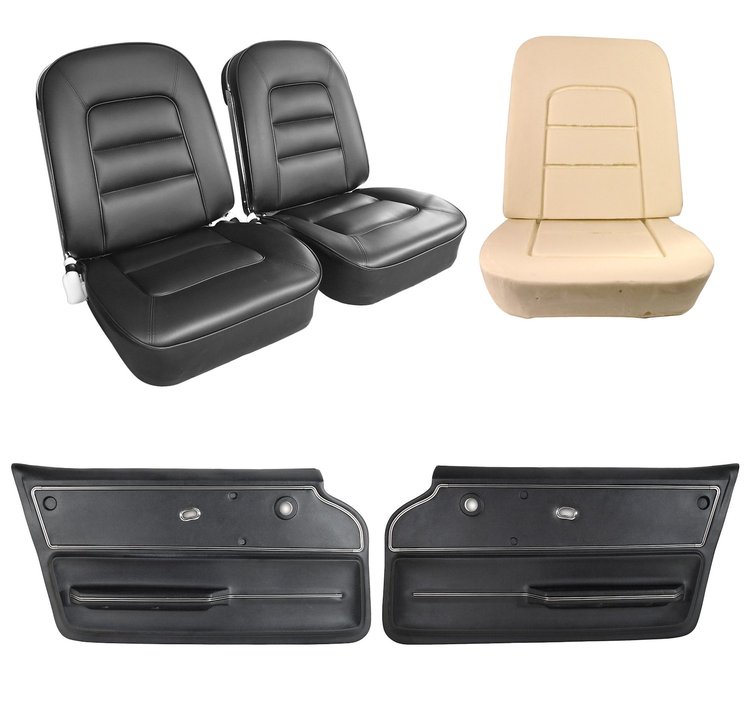 417320KCV Convertible Interior Package, 1965-1965 Chevy Corvette, OE Vinyl Covers, Foam, Deluxe Door Panels, Black