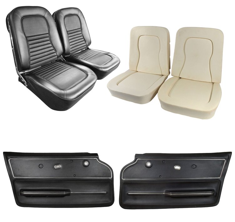 417520KCP Coupe Interior Package, 1967-1967 Chevy Corvette, OE Vinyl Covers, Foam, Deluxe Door Panels, Black