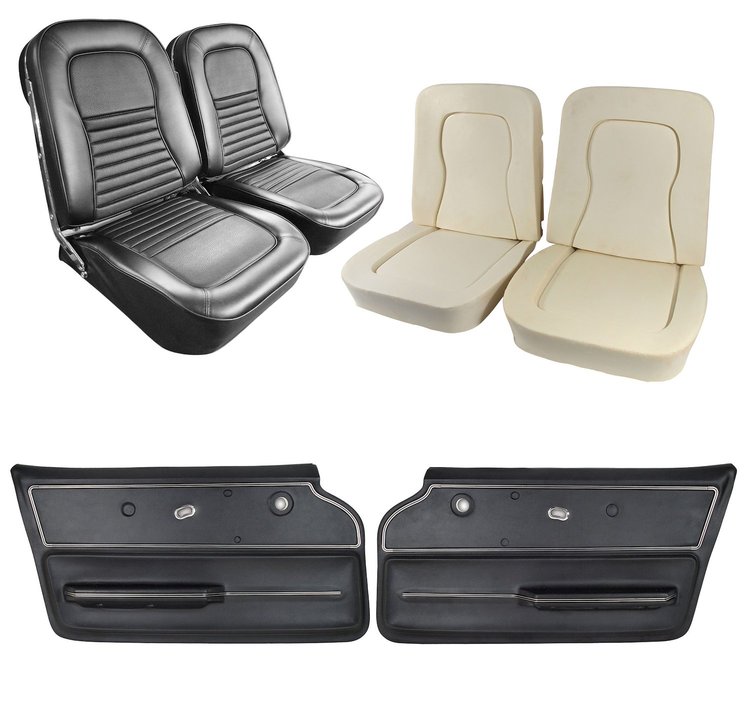 417520KCV Convertible Interior Package, 1967-1967 Chevy Corvette, OE Vinyl Covers, Foam, Deluxe Door Panels, Black