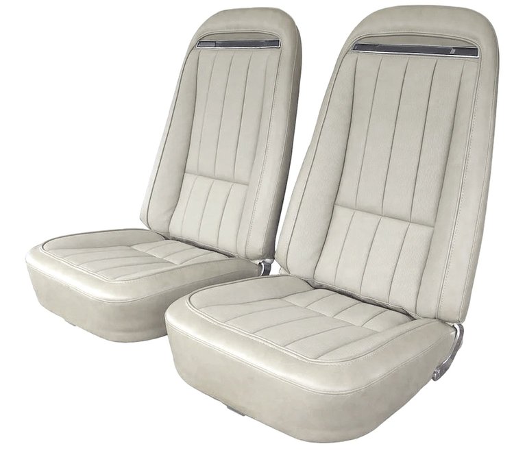 417816MS Mounted Seats, 1974-1974 Chevy Corvette, Neutral Vinyl w/Shoulder Harness