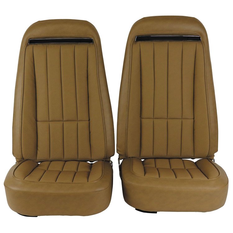 417851M Mounted Seats, 1973-1974 Chevy Corvette, Medium Saddle Vinyl w/o Shoulder Harness