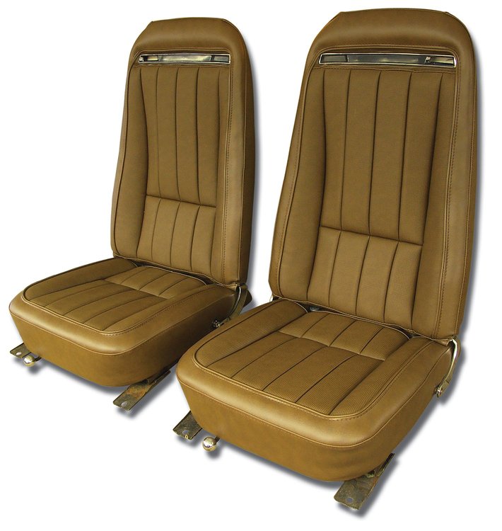 417853MS Mounted Seats, 1970-1972 Chevy Corvette, Dark Saddle Vinyl w/Shoulder Harness
