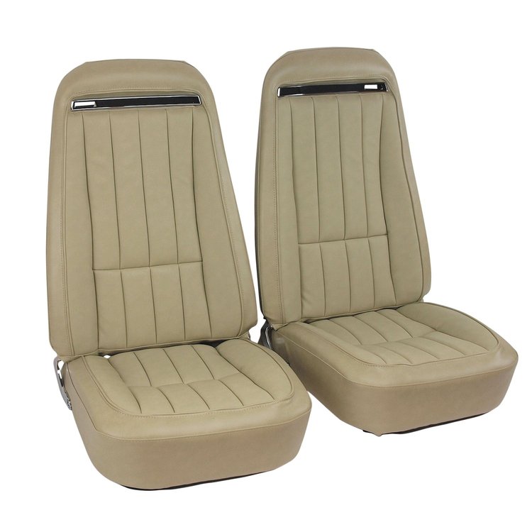 417916MS Mounted Seats, 1975-1975 Chevy Corvette, Neutral Vinyl w/Shoulder Harness
