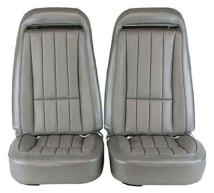 417961M Mounted Seats, 1975-1975 Chevy Corvette, Silver Vinyl w/o Shoulder Harness