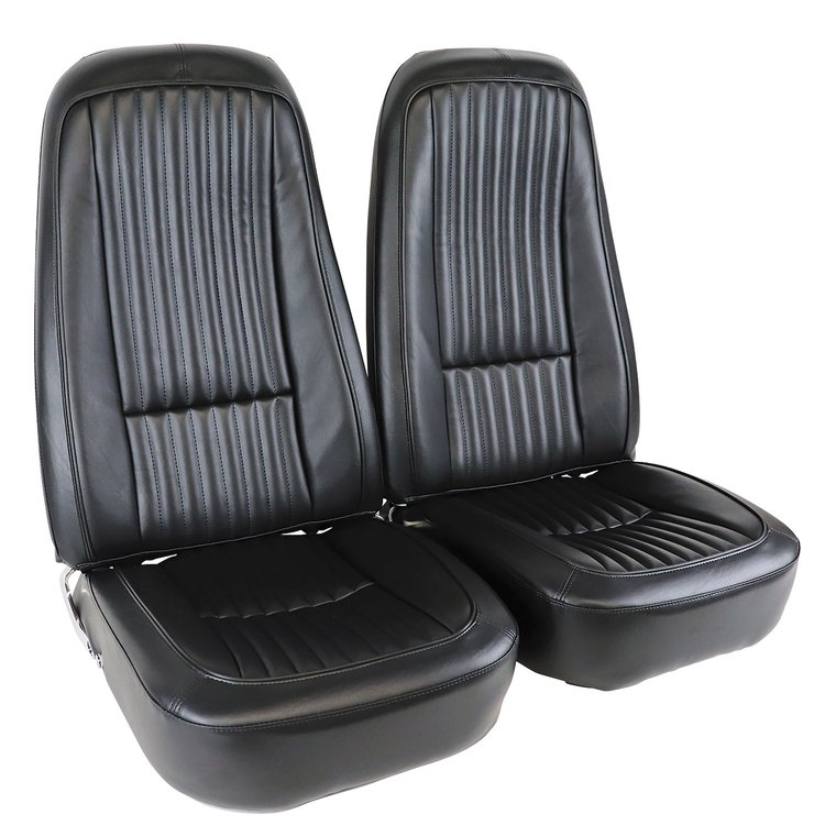 418020M Mounted Seats, 1976-1976 Chevy Corvette, Black, Vinyl