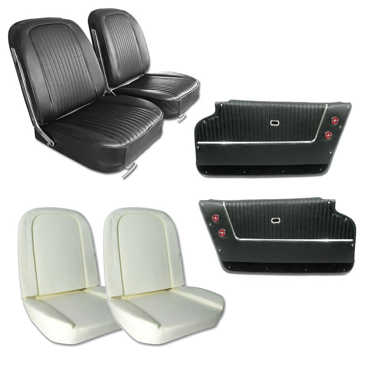 418320KCV Convertible Interior Package, 1963-1963 Chevy Corvette, Leather Covers, Foam, Deluxe Door Panels, Black