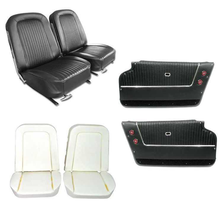 418420KCV Convertible Interior Package, 1964-1964 Chevy Corvette, Leather Covers, Foam, Deluxe Door Panels, Black