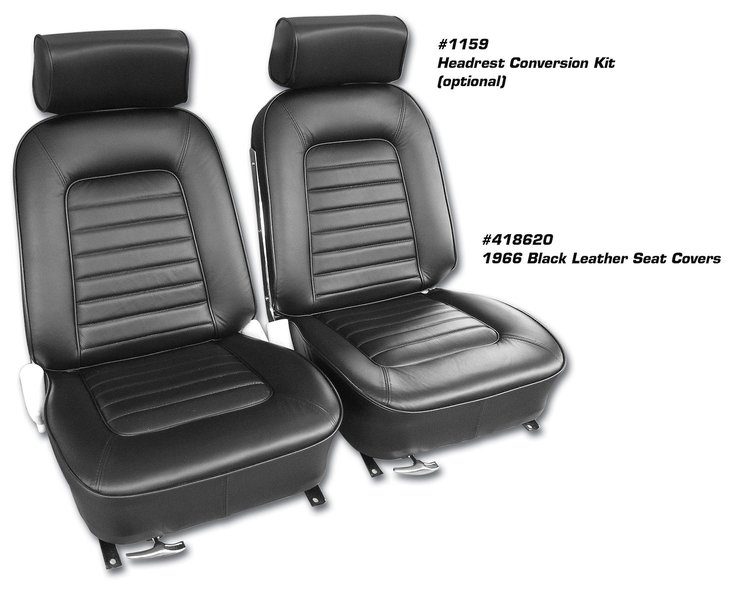 418620 Leather Seat Covers, 1966-1966 Chevy Corvette, Black