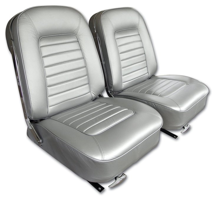 418661 Leather Seat Covers, 1966-1966 Chevy Corvette, Silver