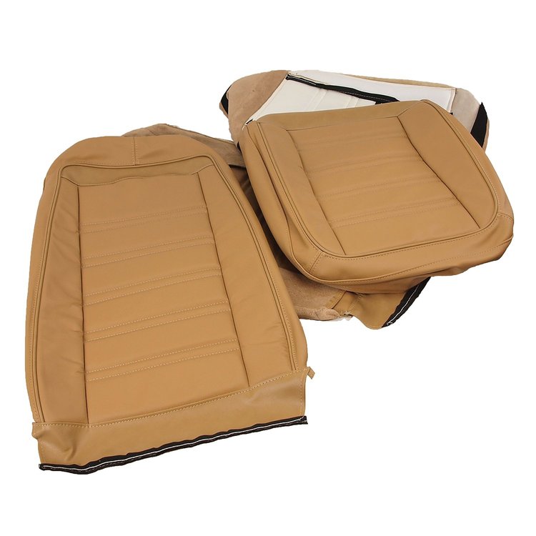 419015 Leather Seat Covers, 1970-1971 Chevy Corvette, Light Saddle Leather/Vinyl Original