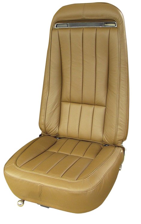 419053MS Mounted Seats, 1970-1971 Chevy Corvette, Dark Saddle Leather Vinyl w/Shoulder Harness