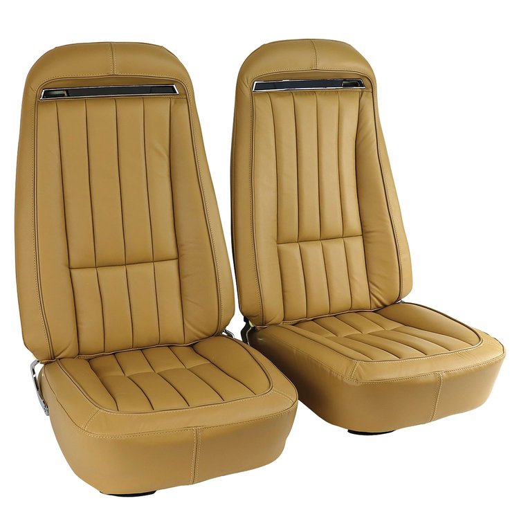 419115 Leather Seat Covers, 1970-1971 Chevy Corvette, Light Saddle 100-percent-Leather