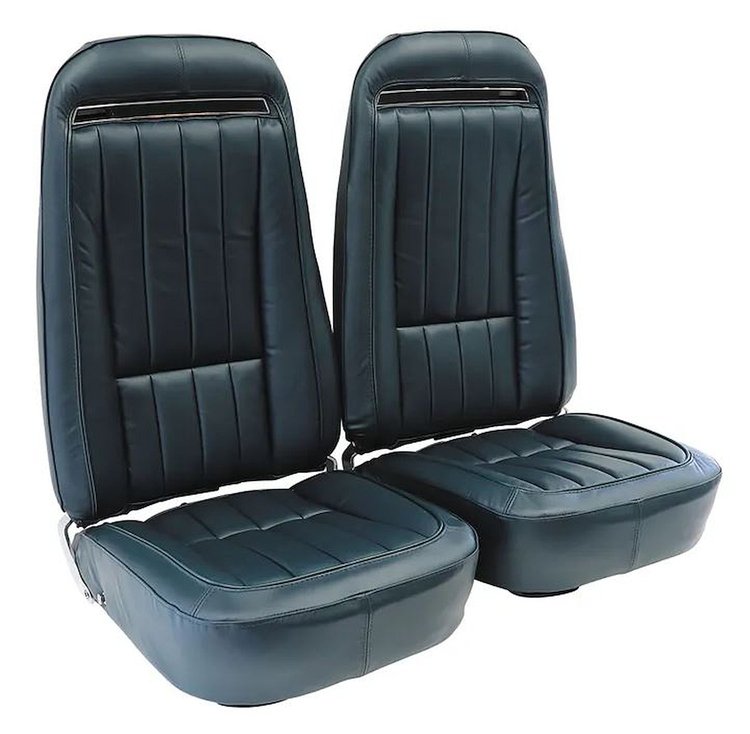 419118M Mounted Seats, 1971-1971 Chevy Corvette, Green 100-percent Leather w/o Shoulder Harness