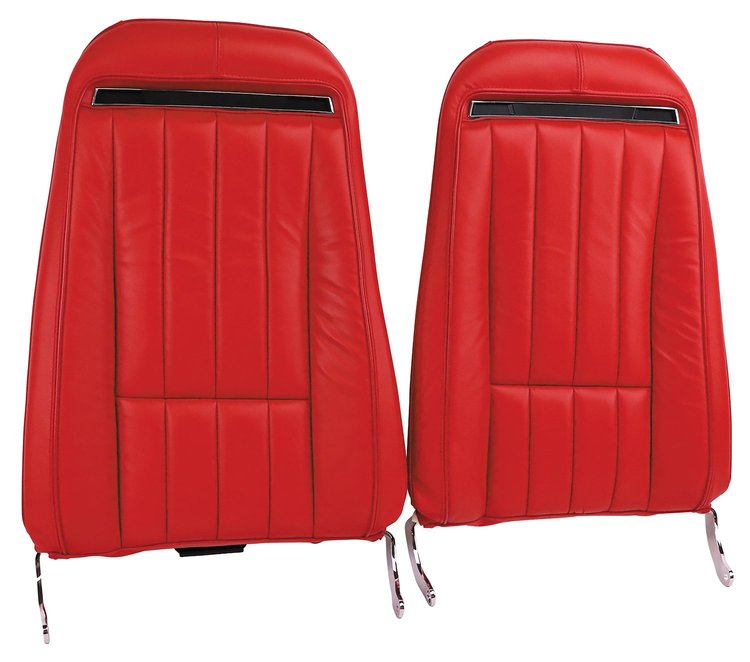 419130M Mounted Seats, 1970-1971 Chevy Corvette, Red 100-percent Leather w/o Shoulder Harness