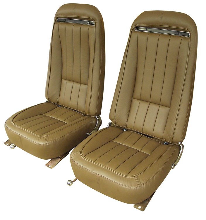 419153 Leather Seat Covers, 1970-1971 Chevy Corvette, Dark Saddle 100-percent-Leather