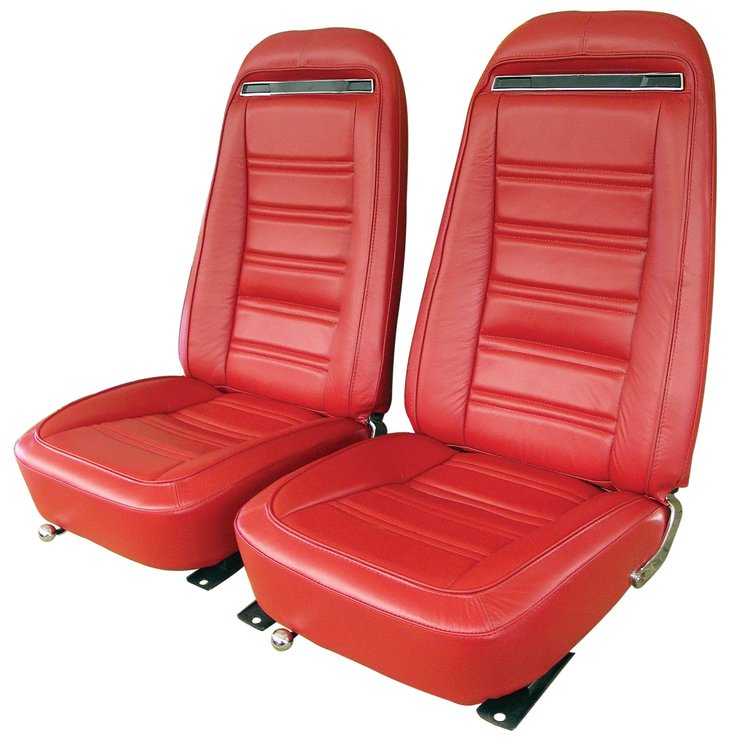 419230 Leather Seat Covers, 1972-1972 Chevy Corvette, Red Leather/Vinyl Original
