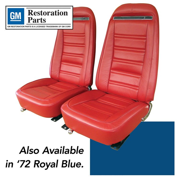 419247 Leather Seat Covers, 1972-1972 Chevy Corvette, Royal Blue Leather/Vinyl Original
