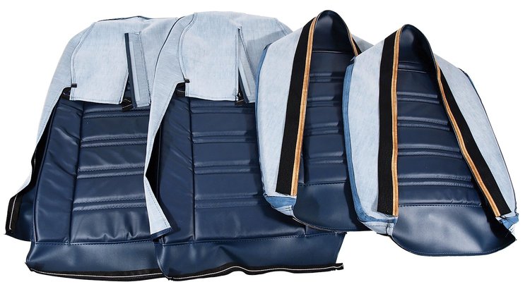 419343 Leather Seat Covers, 1973-1974 Chevy Corvette, Dark Blue Leather/Vinyl Original