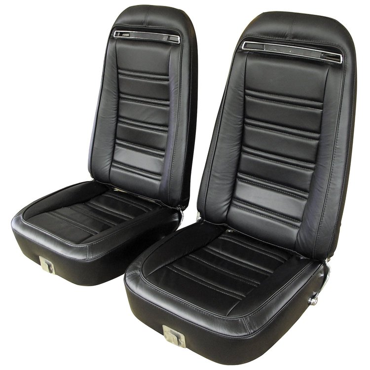 419420 Leather Seat Covers, 1972-1974 Chevy Corvette, Black, 100-percent-Leather
