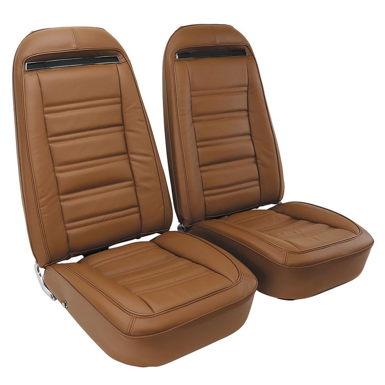 419423 Leather Seat Covers, 1973-1973 Chevy Corvette, Dark Saddle 100-percent-Leather