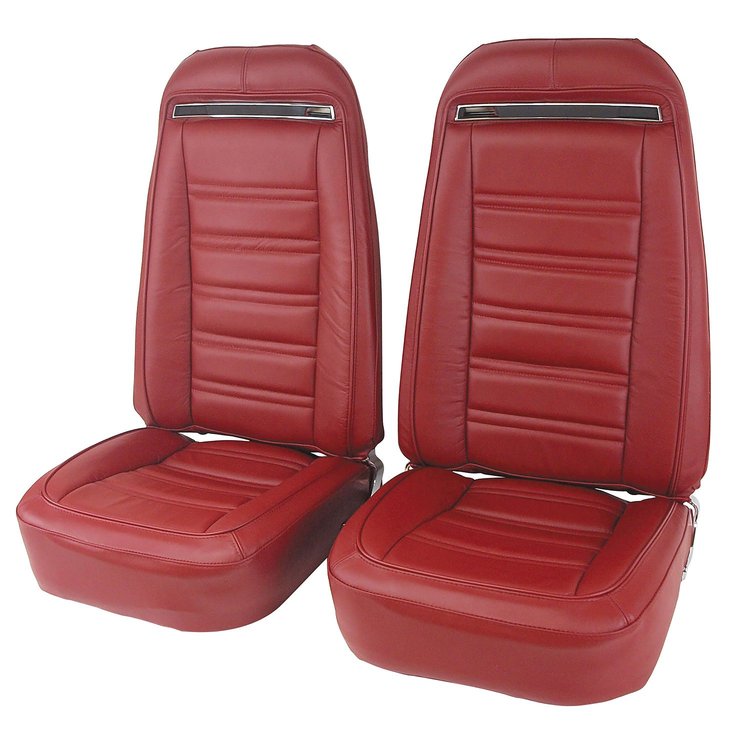 419431M Mounted Seats, 1973-1974 Chevy Corvette, Oxblood 100-percent Leather w/o Shoulder Harness