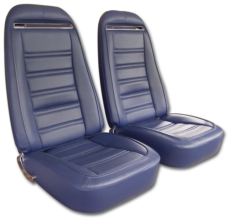 419447M Mounted Seats, 1972-1972 Chevy Corvette, Royal Blue 100-percent Leather w/o Shoulder Harness