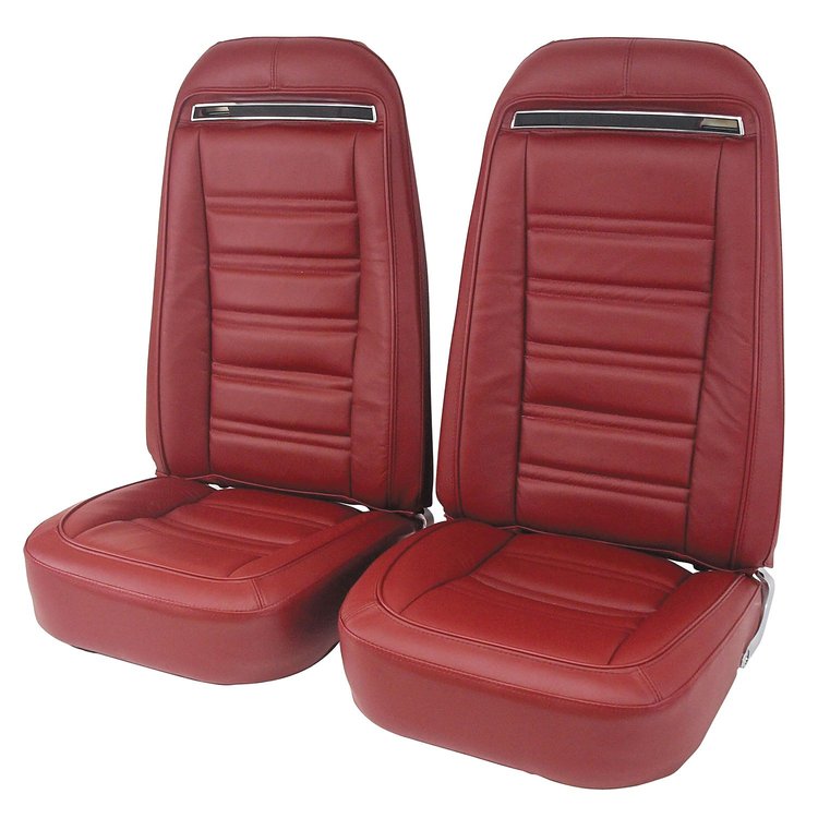 419531M Mounted Seats, 1975-1975 Chevy Corvette, Oxblood Leather Vinyl w/o Shoulder Harness
